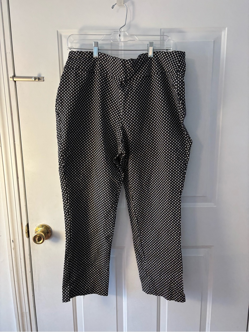 Roz & Ali Black and White Polka Dot Chinos pull on